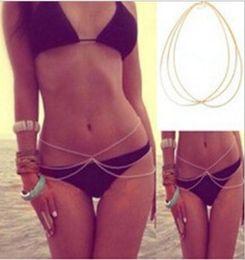 Sexy Bikini Waist Chain Beautiful Sexy Three Chains Gold Chain Jewellery Gift For Pretty Women Body chain8493567