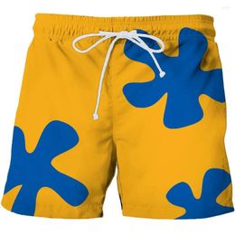 Men's Shorts Solid Colour Graffiti Beach Swimsuit 3D Printed Casual Sports Men Quick Dry Male Clothing Pants Trunks