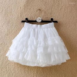 Skirts 2024 Summer Sexy Women High Waist Skirt Dancing Big Swing Tutu Multi-Layer Lace Mesh Cake Short Ladies L482