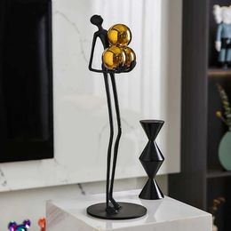 Decorative Objects Figurines Nordic Luxury Decoration Art Humanoid Abstract Statue Floor Ball Figures Sculpture Office Living Room Decor Ornament Collectible T2