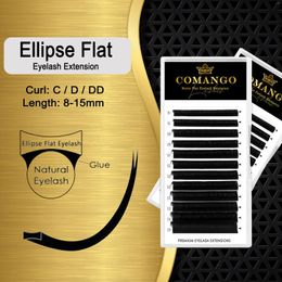 False Eyelashes CoMango Firmer Ellipse Flat 0.15/0.2 Individual Lashes Extension Split-tips Volume Fans Super Soft Natural Lash Makeup