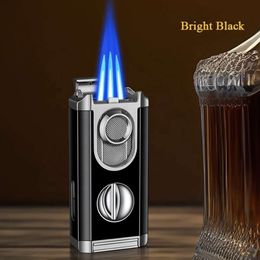 Cigar Lighter Month New Product Multifunctional Treble Flames Cigar Lighter With V Cutter Refillable