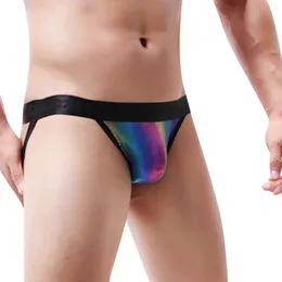 Underpants Man U Pouch Male Sexy Colorful Glossy Underwear Low Waist Breathable Briefs Soft Comfortable Fabric