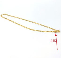 Women039s Necklace Curb Chain Solid 24 k Stamp Link Fine Gold AUTHENTIC FINISH Birthday Valentine Gift Valuable 20 inch 4 M9036308