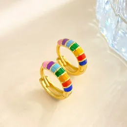 Hoop Earrings KNB Real 925 Sterling Silver Colorful Cute Round For Women Original And Funny Small Huggie Earring Fine Jewelry