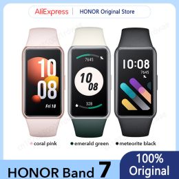 Wristbands NEW Honor Band 7 Smart Band Blood Oxygen 1.47'' AMOLED Screen Heart Rate Tracker Smartband 2 Weeks Battery Life 5ATM Waterproof