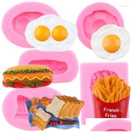 Baking Moulds Mods Diy French Fries Hamburger Fried Eggs Cake Chocolate Sile Moulds Cookie Fondant Candy Clay Mod Decorating Tools Dr Dhurg