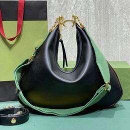 Fashion designer bag Hobos Totes women's leather shoulder bag with Colourful striped nylon strap and metal brand logo hook handbag