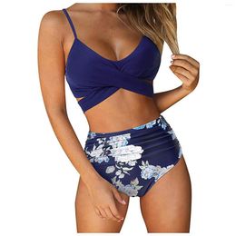 Women's Swimwear Women High Waisted String Floral Printed 2 Piece Bathing Suit Bkini Summer Elegant Woman Swimsuits Swimsui