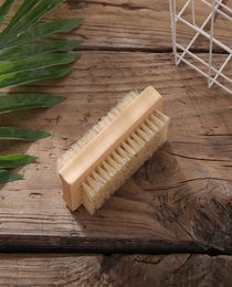 Wood Nail Brush Twosided Natural Boar Bristles Wooden Manicure Nail Brush Hand Cleansing Brushes 10CM WB20498850004