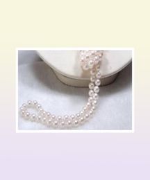 Long 65quot 78mm Genuine Natural White Akoya Cultured Pearl Necklace Hand Knotted2374654