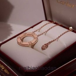 Cartre High End Jewellery rings for womens V gold plated 18K rose gold round necklace classic three diamond full diamond collarbone chain Original 1:1 With Real Logo