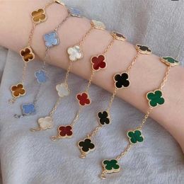 Popular bracelet small gifts and jewelry for Silver Four Leaf Grass Five Flower Bracelet Female Rose Gold White Red with common cleefly