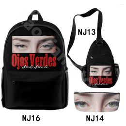 School Bags Nicki Nicole Ojos Verdes Backpack 3 Pieces Sets Harajuku Travel Bag Piece Suit Men Women's Crossbody Fashion Pencil