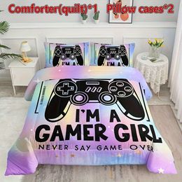 Duvet Cover 3pcs Modern Fashion Polyester Set (1*Comforter + 2*Pillowcase, Without Core), Gamer Black Game Controller Print Bedding Set, Soft Comfortable And Skin-friendly