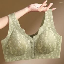 Bras Mom's Underwear Middle-aged And Elderly Women's Seamless Front Open Button Vest Style Oversized Summer Thin Bra