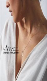 eManco Statement Stainless Steel Necklace Women Moon Pendant Necklace dainty Chokers Necklaces for women Graduation Gift Y2003239059097