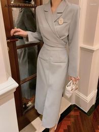 Work Dresses High-Grade Business Temperament Suit Outfits Women's Elegant Fashion Coat Long Sleeve Top And Mid-length Skirt Two-Piece Set