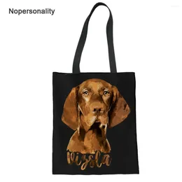 Shoulder Bags Nopersonality Black Vizsla Dog Print Tote Bag Foldable Canvas For Women Fashionable Female Ladies Beach Handbags