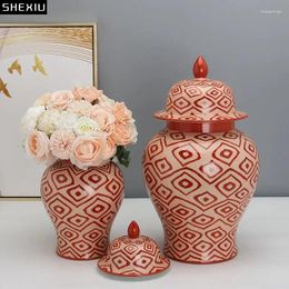 Storage Bottles Abstract Texture Ceramic General Jar With Lids Vintage Home Decor Flowers Vases Desk Decoration Jewelry Jars Cosmetic