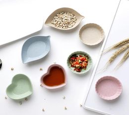 4 Designs Seasoning Dish Snack Plate Salt Vinegar Soy Sauce Saucer Condiment Containers Degradation Wheat Straw Bowl LX23989493288