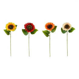 Decorative Flowers 3x Artificial Sunflowers Bouquet Fake Yellow Table Centrepieces Wildflowers For Spring Decor Parties Office