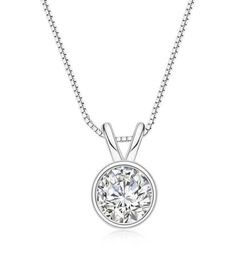 Pendant Necklaces Trendy 1-2ctColor VVS1 Round Moissanite Bubble Necklace Women Jewlery 925 Sterling Silver Plated 18K Gold Pass Diamond1462332