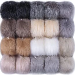 &equipments 20 Pieces DIY Faux Fox Fur Fluffy Pom Pom With Elastic Loop For Hats Keychains Scarves Gloves Bags Accessories