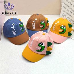 Caps Hats Childrens Leather Hat Childrens Cartoon Hello Dinosaur Printed Hat Cute Breathable Baby Boys and Girls Baseball Hat 6-24 Months WX