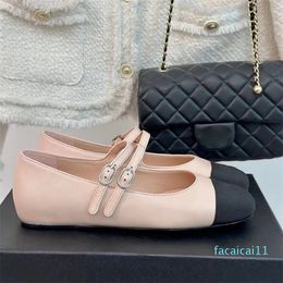 leather round toe women ballet flats runway sweet style one belt buckle strap flat with outside walking comfortable flat shoes designer shoes