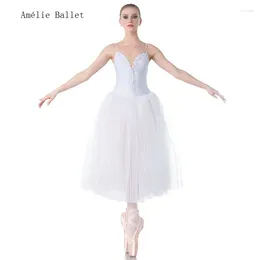 Stage Wear 18012 White Romantic Tutus Camisole Long Ballet Tutu For Child & Adult Performance Costume Ballerina Dress