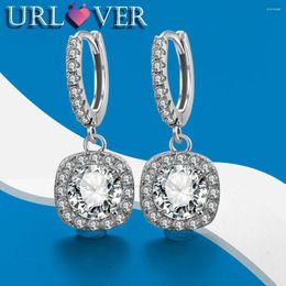 Dangle Earrings URLOVER 1 Carat Moissanite Round Cut Lab Created Brilliant Diamond 925 Sterling Silver Eardrop Jewellery Gifts For Women