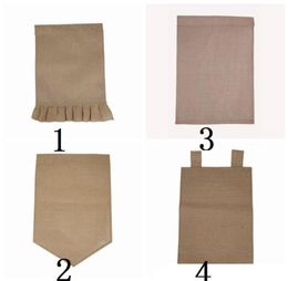 DIY Burlap Garden Flag Jute Ruffles Yard Hanging Flag Portable Blank Banner Easter Garden Decorations 4 Designs5406945