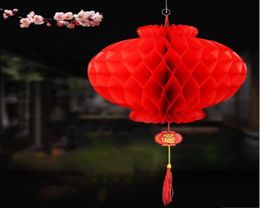 12quot Chinese Marriage Party Wedding Decoration Plastic Paper Lantern Birthday Xmas Festival Haning Red Kissing Ball7763316