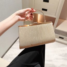 Fashion Women Evening Bag Elegant Glitter Pleated Ladies Clutch Party Wedding Shoulder Crossbody Bags Banquet Handbag 240430