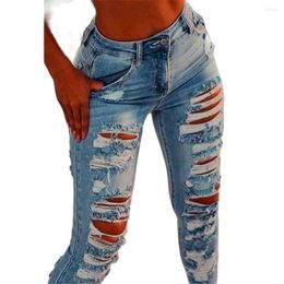 Women's Jeans Blue Ripped Cut Out Women Sexy Hole Hollow Stretch Skinny Streetwear Denim Trousers Lady Pencil Pants For Female