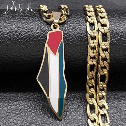 Pendant Necklaces Israel Palestine National Map Flag Pendant Necklace Mens Stainless Steel Gold Plated Necklace Jewelry Gift N3460S05 H240504