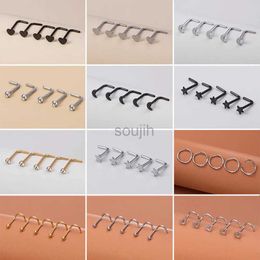 Body Arts 5Pcs Nose Rings for Women 20G Screw Nose Stud Heart Moon Star Ball Stainless Steel Nostril Piercing Septum Cartilage Jewellery d240503