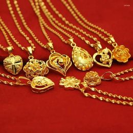 Chains Luxury Imitation Gold Pendant Necklace Copper-Plated 24K Clavicle Chain African Ethiopian Wedding Jewelry Gift