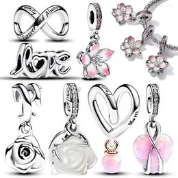 Loose Gemstones 2024 925 Sterling Silver Love Your Mom Double Heart Charm Beads Fit Original Bracelet DIY Women's Jewelry