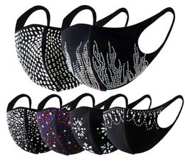 designer rhinestone sequins face mask women girls sequin pure cotton black masks dustproof facemask top selling6896146
