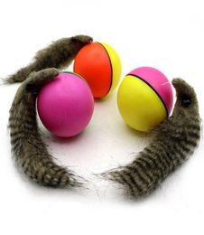 Cat Toys Colorful Ball With Feather Attachment Electric Teaser Rolling Toy Kitten Scratch Resistant Pet Interactive Exer2687940