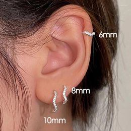 Hoop Earrings Y2k Wave Silver Color For Women Simple Small Huggie Zirconia Ear Cartilage Earing Piercing Earclip Jewelry KDE081