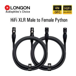 Amplifiers Longon Xlr to Xlr Microphone Cable Male to Female 2m 5m 10m Balanced Xlr 3pin Nylon Braided for Audio Mixer Amplifiers 2 Pack