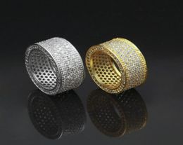 mens rings hip hop Jewellery Zircon iced out stainless steel rings luxury gold plated for Men Copper Jewellery whole BlingBling Ri9487831