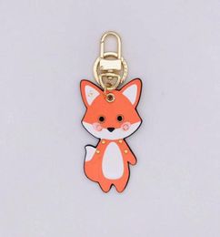Designer Keychain Leather Pendant fox cartoon Car Chain Charm Brown Flower Trinket Gifts Accessories with Box43154241125761