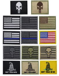 Bundle 100 pieces USA Flag Patch Thin Blue Line Tactical American Military Morale Patches Set for clothes with hookloop6703011