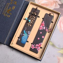 Ebony Bookmark Creative Cute Cherry Plum Blossom Book Accessories Student Reading Mark Tassel Pendant Page Clip Stationery