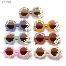 Sunglasses New Personalised floral sunglasses for children fashionable and creative UV protection sunglasses cute outdoor glasses for children WX