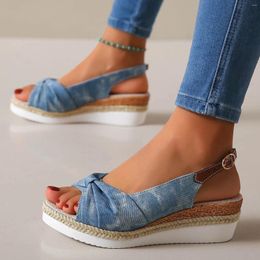 Sandals Ladies Shoes On Sale Large Size Rope Bow Wedge Casual For Women 2024